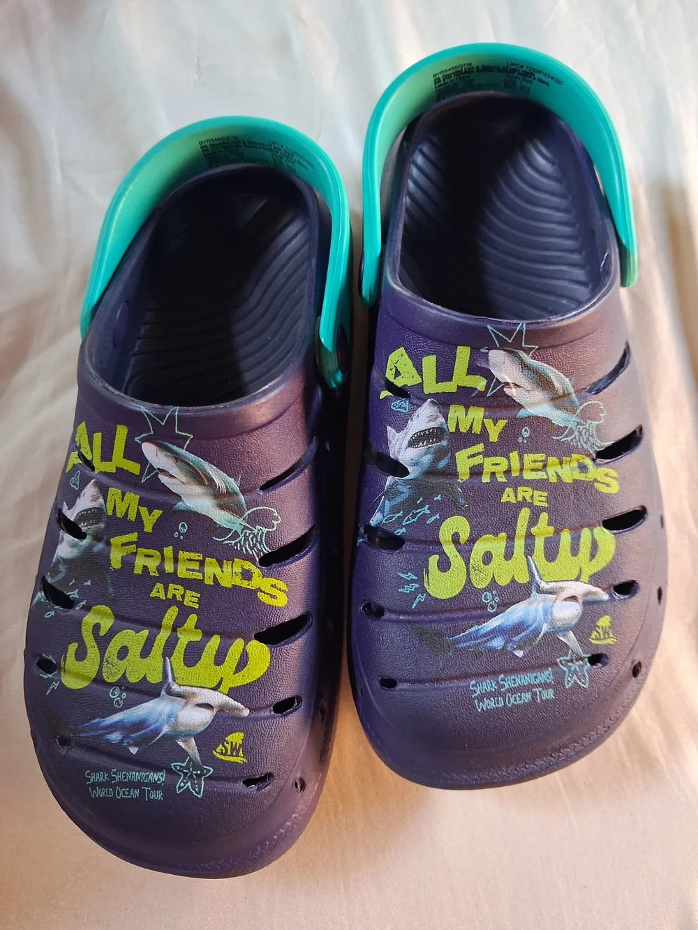 Kid's Unisex Purple & Teal Clog All My Friends Are Salty NWOT Size 1 & 2 Availab